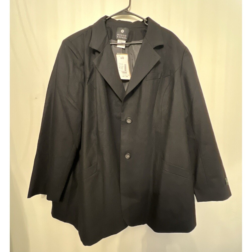 NWT Maggie Barnes 100% Wool Black Blazer Jacket Plus 26W Professional Office